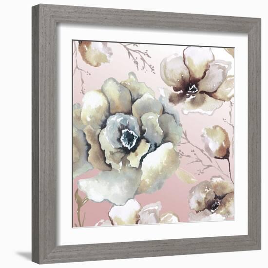 Neutral Flowers on Pink II-Elizabeth Medley-Framed Art Print