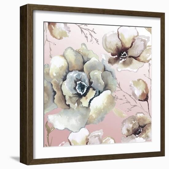 Neutral Flowers on Pink II-Elizabeth Medley-Framed Art Print