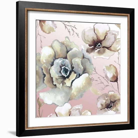 Neutral Flowers on Pink II-Elizabeth Medley-Framed Art Print