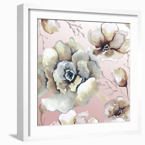 Neutral Flowers on Pink II-Elizabeth Medley-Framed Art Print