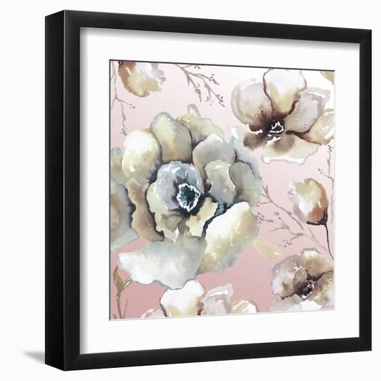 Neutral Flowers on Pink II-Elizabeth Medley-Framed Art Print