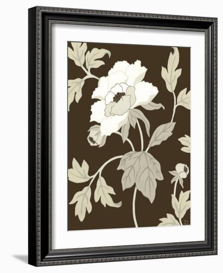 Neutral Peony Elegance I-Nancy Slocum-Framed Art Print