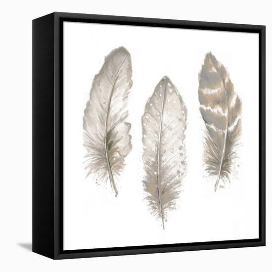 Neutral Watercolor Feathers II-Patricia Pinto-Framed Stretched Canvas