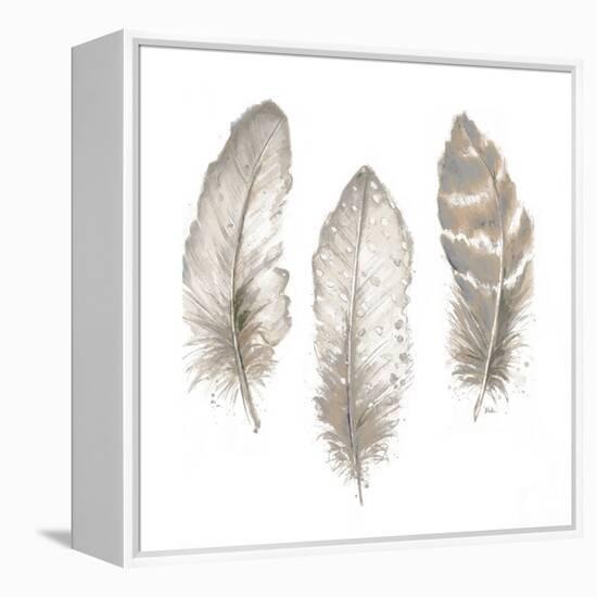Neutral Watercolor Feathers II-Patricia Pinto-Framed Stretched Canvas
