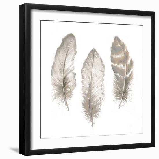 Neutral Watercolor Feathers II-Patricia Pinto-Framed Art Print