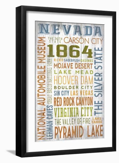 Nevada - Barnwood Typography-Lantern Press-Framed Art Print