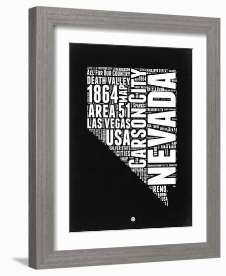 Nevada Black and White Map-NaxArt-Framed Art Print