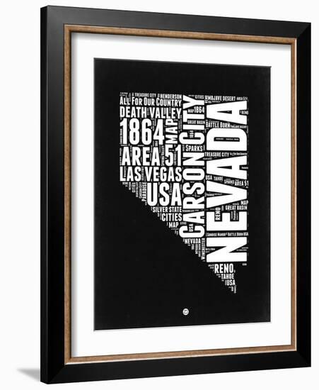 Nevada Black and White Map-NaxArt-Framed Art Print