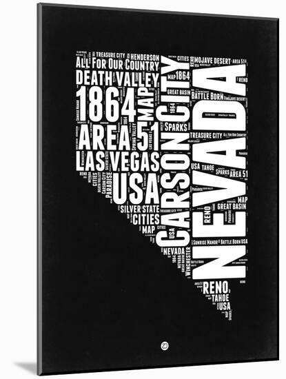 Nevada Black and White Map-NaxArt-Mounted Art Print