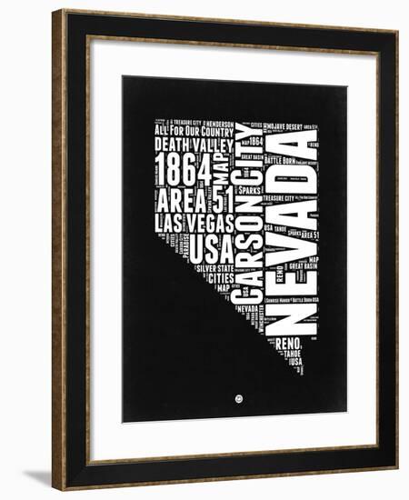 Nevada Black and White Map-NaxArt-Framed Art Print