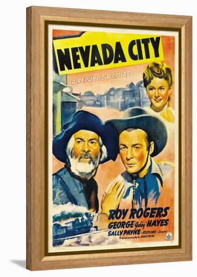 NEVADA CITY, from left: George 'Gabby' Hayes, Roy Rogers, Sally Payne, 1941.-null-Framed Stretched Canvas