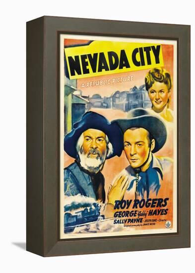 NEVADA CITY, from left: George 'Gabby' Hayes, Roy Rogers, Sally Payne, 1941.-null-Framed Stretched Canvas