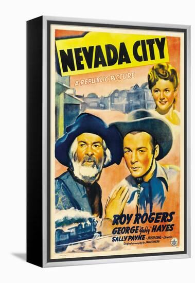 NEVADA CITY, from left: George 'Gabby' Hayes, Roy Rogers, Sally Payne, 1941.-null-Framed Stretched Canvas