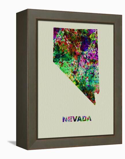 Nevada Color Splatter Map-NaxArt-Framed Stretched Canvas