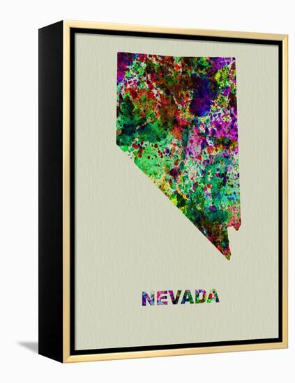 Nevada Color Splatter Map-NaxArt-Framed Stretched Canvas