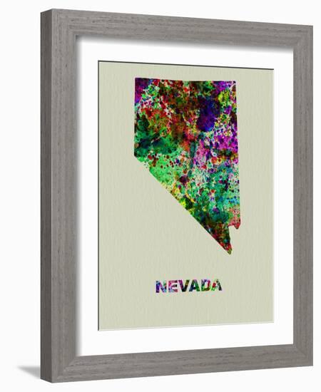 Nevada Color Splatter Map-NaxArt-Framed Art Print
