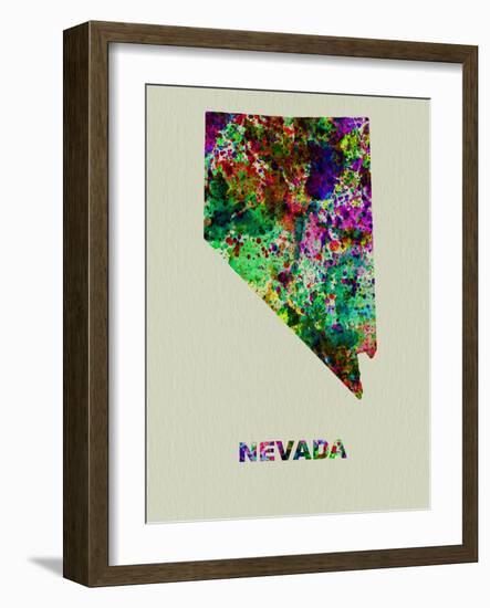 Nevada Color Splatter Map-NaxArt-Framed Art Print