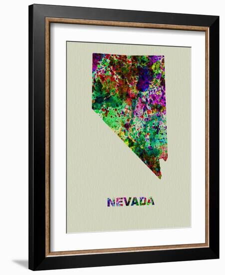 Nevada Color Splatter Map-NaxArt-Framed Art Print