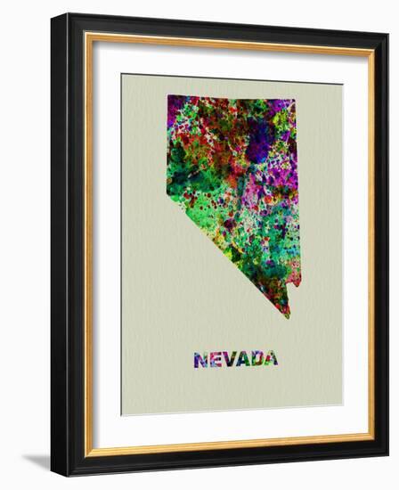 Nevada Color Splatter Map-NaxArt-Framed Art Print