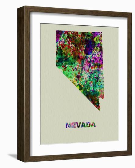 Nevada Color Splatter Map-NaxArt-Framed Art Print