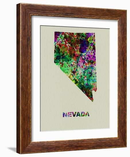 Nevada Color Splatter Map-NaxArt-Framed Art Print