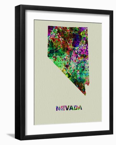 Nevada Color Splatter Map-NaxArt-Framed Art Print