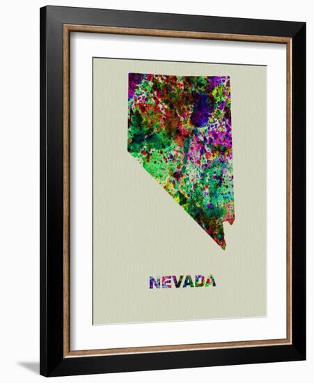 Nevada Color Splatter Map-NaxArt-Framed Art Print