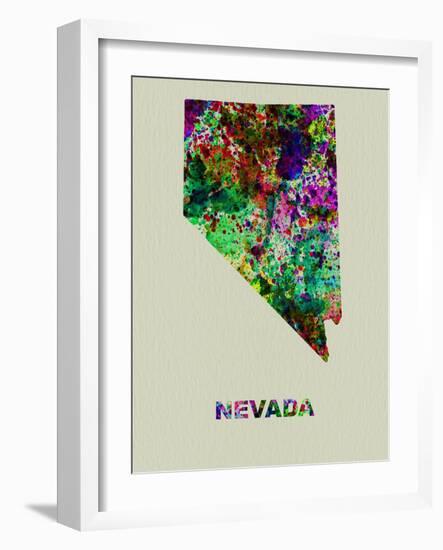 Nevada Color Splatter Map-NaxArt-Framed Art Print