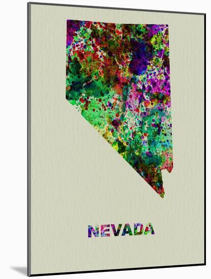 Nevada Color Splatter Map-NaxArt-Mounted Art Print