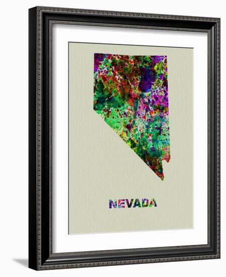 Nevada Color Splatter Map-NaxArt-Framed Art Print