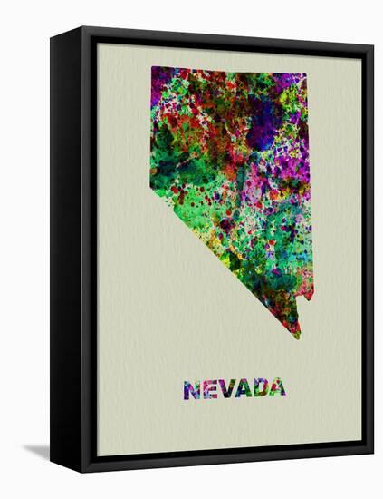 Nevada Color Splatter Map-NaxArt-Framed Stretched Canvas