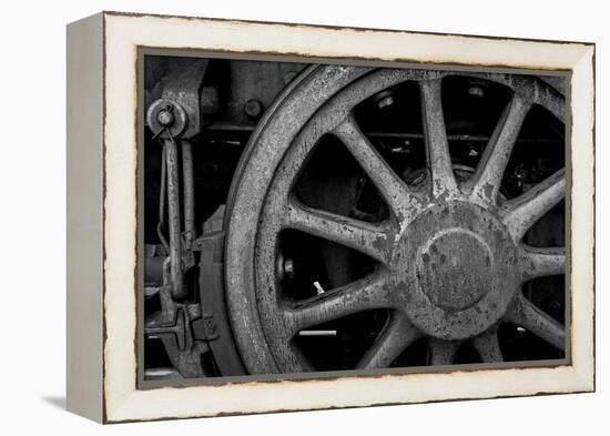 Nevada, Ely. Black and White of Train Wheel-Jaynes Gallery-Framed Premier Image Canvas