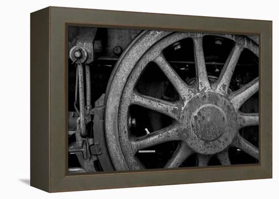 Nevada, Ely. Black and White of Train Wheel-Jaynes Gallery-Framed Premier Image Canvas