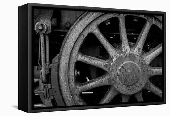 Nevada, Ely. Black and White of Train Wheel-Jaynes Gallery-Framed Premier Image Canvas