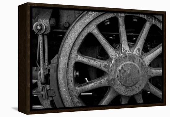 Nevada, Ely. Black and White of Train Wheel-Jaynes Gallery-Framed Premier Image Canvas