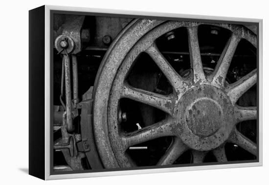 Nevada, Ely. Black and White of Train Wheel-Jaynes Gallery-Framed Premier Image Canvas