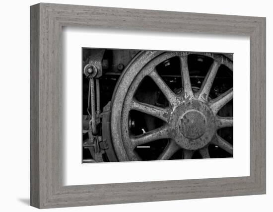 Nevada, Ely. Black and White of Train Wheel-Jaynes Gallery-Framed Photographic Print