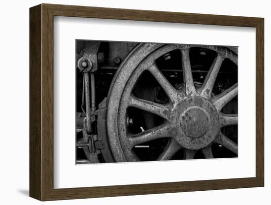 Nevada, Ely. Black and White of Train Wheel-Jaynes Gallery-Framed Photographic Print