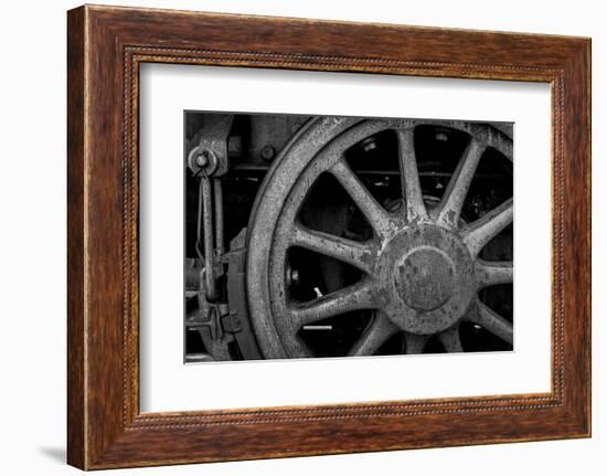 Nevada, Ely. Black and White of Train Wheel-Jaynes Gallery-Framed Photographic Print