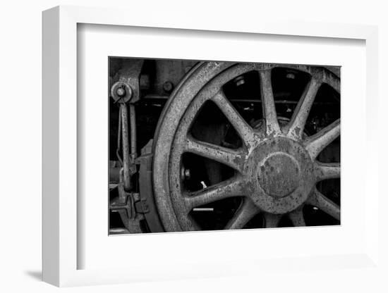 Nevada, Ely. Black and White of Train Wheel-Jaynes Gallery-Framed Photographic Print