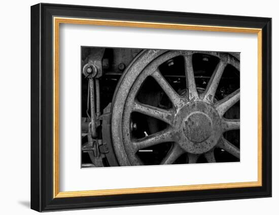 Nevada, Ely. Black and White of Train Wheel-Jaynes Gallery-Framed Photographic Print