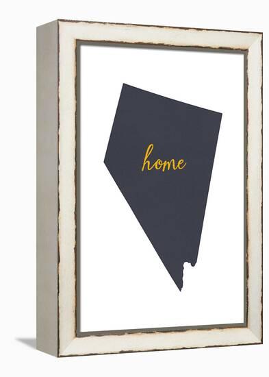 Nevada - Home State - Gray on White-Lantern Press-Framed Stretched Canvas