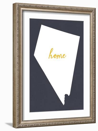 Nevada - Home State - White on Gray-Lantern Press-Framed Art Print