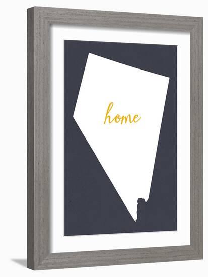 Nevada - Home State - White on Gray-Lantern Press-Framed Art Print