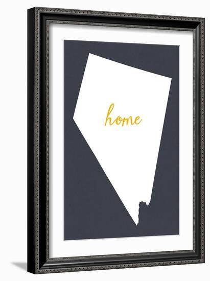 Nevada - Home State - White on Gray-Lantern Press-Framed Art Print