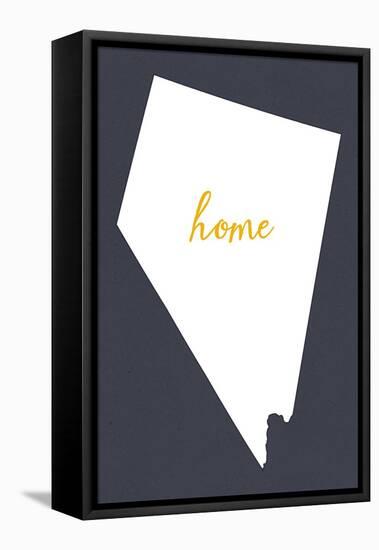 Nevada - Home State - White on Gray-Lantern Press-Framed Stretched Canvas