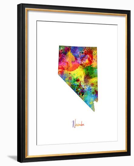 Nevada Map-Michael Tompsett-Framed Art Print