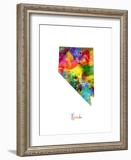 Nevada Map-Michael Tompsett-Framed Art Print