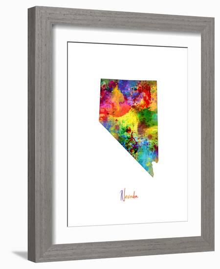 Nevada Map-Michael Tompsett-Framed Art Print