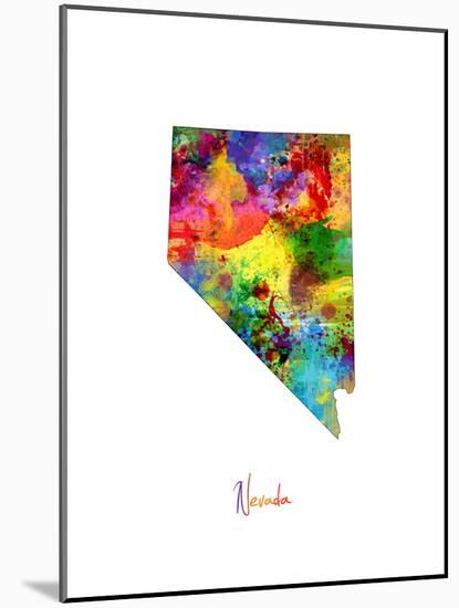 Nevada Map-Michael Tompsett-Mounted Art Print